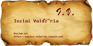 Iszlai Valéria névjegykártya